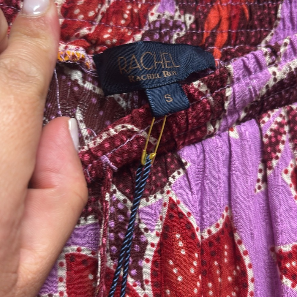 Rachel Roy NWT Floral Wide-Leg Pants in Purple and Red Woman’s Size S - Picture 2 of 6